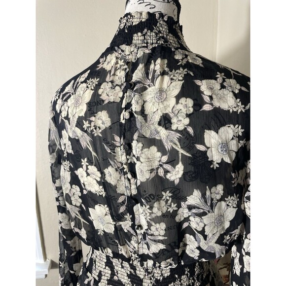 Lost + Wander Women Dress Size Small Floral Prairie Sheer Mock Neck Long Sleeve - Picture 8 of 10